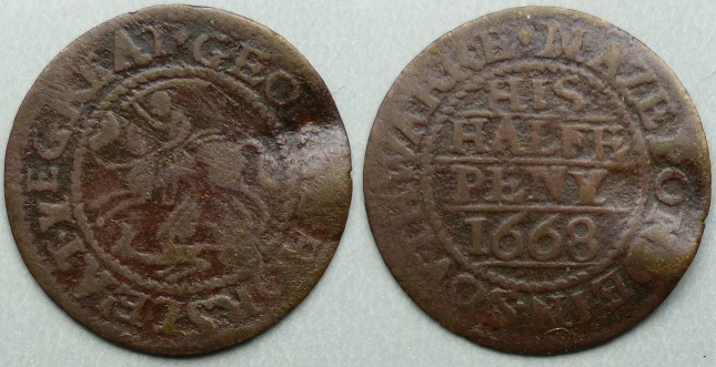 Maze Pond, George Horsley 1668 halfpenny Maze Pond, George Horsley 1668 halfpenny